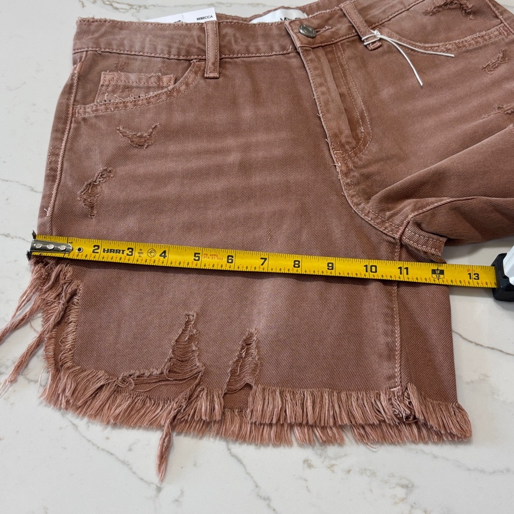 Vervet high rise Women's Frayed Brown Jean Shorts - Picture 3 of 15